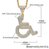 Chokers AZ Hip Hop Wheelchair Handicap Sign Pendant Necklace Gold Color Charm Bling Cubic Zircon Men's Iced Out Jewelry 231110