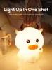 Veilleuses RGB lumière LED mignon bétail dessin animé Silicone lampe chambre chevet pour enfants enfants bébé dormir cadeau