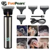 Clippers Trimmers FivePears Professional Hair Clipper T9Vintage T9 USB -oplaadbare scheermachine voor Menhair TrimmerClipper Barber Machine 230411