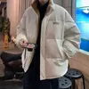 Herr ner parkas vinter tvåsidig slitage lamm fleece parka kappa män tjock lös varm mode fast bomull vadderad jacka vintage parkas jacka 231110