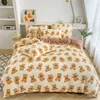 Bedding sets Milk Velvet Winter Warm Thick Cute Bedding Set Kawaii Fleece Single Double Duvet Quilt Cover Bedsheet Pillowcase Home Textile 231110