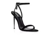 Sandal black high heel queen -sandal padlock sandals designer high-heeled open pointy toe ankle strap patent leather 100mm full black 35-43Eu