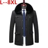 Hommes vers le bas Plus 8XL 6XL 5XL Style hiver chaud manteau épais polaire mode longues vestes hommes marque vêtements mâle pardessus col de fourrure