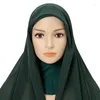 Vêtements ethniques EID Islamique One Piece Hijab Chapeaux Foulard en mousseline de soie Porter directement Turban Musulman Femmes Shayla Pratique Foulard Cap Châle