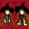 Chapéus de festa retro bruxa miséria bandagem curta bow wizard chapéu adulto gótico lolita cosplay cosplay acessórios halloween decoração de vestido 230411