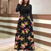 Casual Dresses Women Christmas Dress 2023 Autumn Winter Print Long Sleeve Swing Maxi Vintage Party Costume Vestidos Robe Femme Xmas