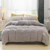 Ensembles de literie 1/3 pièces gris hiver flanelle doux chaud agneau cachemire housse de couette ou solide polaire couette taie d'oreiller ensemble Textile de maison