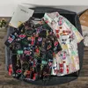 Męskie zwykłe koszule Harajuku ciemna ikona drukowana koszula na hawajskie koszulę Summer Men Shirt krótkie rękawowe odzież uliczna Hawaje Button Lapel krótkie rękawy 230411