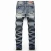 Denim mäns jeans raka trasiga hål stor storlek tvättbara byxor nya europeiska och amerikanska casual mode dagligen jeans