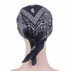 Breda randen hattar unisex kvinnor män bandana turban fyrkantig halsduk hatt boho paisley blommig knut knut tillbaka bomull baseball cap huvudduk