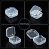 Storage Boxes Bins 100Pcs Small Boxes Square Transparent Plastic Box Jewelry Storage Case Finishing Container Packaging Storage Box for Earrings 230410