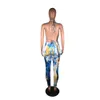 Tute estive firmate Completi a due pezzi Completi tie-dye da donna Top e pantaloni con scollo all'americana senza schienale Abbigliamento sportivo Abbigliamento da night club Abbigliamento da spiaggia all'aperto All'ingrosso 9674