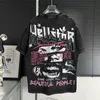 S Shirts Hip Hop Hellstar Crack Portret Print Grafisch Vintage Wash Design Tshirt 223 Mannen Streetwear Distressed T-shirt