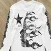 Herrspårar Hellstar Long Sleeve T-shirt Big Print Hell Star Black White Men Women Top tee t shirt J231111