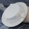 Berretti Cappello a cilindro con temperamento nuziale francese britannico e fiocco con perline bianche Chapeau retrò Femme Luxe Ceremonie Mariage