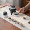 Set di stoviglie da tè Set da 9 pezzi Mulino a pietra Tè automatico Tazza cinese in ceramica retrò Creatività La teiera Regalo verde