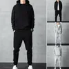 Running Sets 1 Set Jogger Suit Stylish Loose Fit Hoodie Pants Y2k Sweatpants Two Piece Autumn Winter Men Sportswear