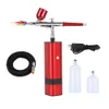 Airbrush Tattoo Supplies 32 PSI Cordless Airbrush With Pocket Compressor Portable Higher Pressure Black And Red Color 1.2M Hose Pneumatic Tool Pump 230411