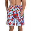 Shorts masculinos de secagem rápida verão homens roupa de banho praia cuecas curtas para homem bandeira corações natação tronco beachwear