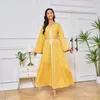 Vêtements ethniques Moyen-Orient Dubaï Robes musulmanes Robe pour femme Brodée Gold Sequin Dentelle Abaya Marocain Kaftan Robes turques