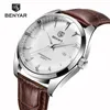 Kvinnors klockor Benyar Fashion Mens Top Luxury Brand Mens Quartz Watch Fashion Simple Moisture Proof Business Leather Watch 231110