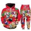 Whole--New Fashion Men Womens Froot Loops Sweatshirt Joggers Funny 3D Print Unisex Hoodies Pants %01205Y