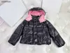 Nouveau manteau d'hiver pour enfants, veste de créateur pour enfants, taille 100-150, noir, rose, couleur contrastée, design, pardessus pour enfants, Nov10