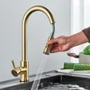 Kitchen Faucets Brushed Gold Touch Sensor Sensitive Smart Control Faucet Mixer Tap Taps 230411
