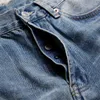 Herr jeans 2023diamond inlaid Kapok män kvinnor blått ljus trevligt tvättat tungt tyg överdimensionerad denim byxor