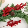 クリスマスデコレーション120ツリーパーティーのための赤い枝を備えた人工ベリーの装飾ホームダイニングテーブルフルーツパン231110