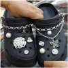 Acessórios para peças de sapatos Cadeia de ferro clássica Frosa de fivela de fivela Croc Croc Charms Trend Crystal Drop Delivery Shoes Dhids