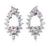 Boucles d'oreilles pendantes en argent 2023 S925, un Carat, diamant rose, 6 en forme de cœur, européen et américain, pour la polyvalence de la mode féminine