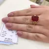 Bröllopsringar 585 ryska 14K Rose Gold Inlaid Square Ruby Rings for Women Open Luxury Elegant Classic Engagement Jewelry Mothers Day Gift 230410