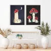 Peintures Champignon mystique avec affiche d'oeil Champignon rouge Art Print Vinatge Funny Pénis Champignon Toile Peinture Mur Photos Chambre Décor 231110