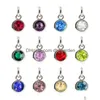 Encantos Atacado 120 Pcs Colorf Birthstone Cristal Encantos Com Anel Aberto Jóias DIY Acessórios Drop Delivery Jóias Jóias Dhgarden Dhgh3