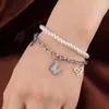 M4wl Bracelets porte-bonheur papillon Bracelet de perles inhabituelles pour femmes en acier inoxydable trèfle breloques chaîne Double couche bijoux