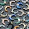 Anhänger Halsketten 4 Stück Mond Naturstein Kristalle Rosenquarz Obsidian poliert Edelstein Charms für Schmuckherstellung DIY Halskette Ohrringe