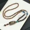 Anhänger Halsketten Boho ethnischer Schmuck Party handgefertigt Horn Fisch Mala Holzperle Nepal Halskette buddhistisch