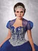 Königsblaue wulstige Ballkleid-Quinceanera-Kleider Schatzausschnitt-Stickerei-Abschlussball-Kleider mit Jacke Tüll appliziertes Bonbon-16-Kleid