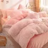 Ensembles de literie Ensemble de literie bleu chaud d'hiver doux en peluche Kawaii vison velours reine housse de couette taie d'oreiller ensembles de literie draps Double 231110