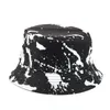 Chapeau de bassin double face Ombre Graffiti Casquette de pêcheur Unisexe Flat Top Visor Caps Tie-dye Ink Print Bucket Hats Outdoor Hat Hip Hop