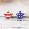 Bengelen kroonluchter nieuwe Amerikaanse onafhankelijkheidsdag stud oorbellen ons vlag kleur bijpassende hartvormige vijfpunts ster rood en wit gestreepte houten oorbellen z0411