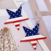 Dangle Chandelier 1Pair American Flag Leather Orains Fivepointed Star Fashion Jewelry Stripe Teardrop Action Accoring Day Z0411