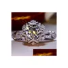 1Ct Classic Solid 925 Sterling Sier Wedding Anniversary Lovers Sona Diamond Ring Engagement Party Band Fine Jewelry Men Women Fan Drop Dhzvs