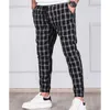 Men's Pants New Plaid Striped Drawstring Jogger Pants for Men Business Casual Pencil Pant Male Clothes Vintage Printed Trouser Free Shipping W0411