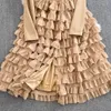 Sukienki swobodne nowe jesienne zimowe kołnierz obroża damskie ciasto biurowe sukienka eleganckie kobiety z długim rękawem warstwy marszczyków midi vestidos 2024