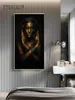 Gold Black Woman Canvas Måla afrikansk konstkvinnor Poster Moderna målningar för vardagsrum Väggbilder Hemdekoration CUADRO2540150