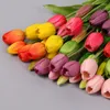 Decorative Flowers 5PCS Soft Silicone Feel Tulip Artificial Flower Table Decoration Simulation 5-Head Bouquet