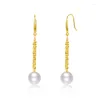 Kolczyki Dangle Yunli Real 18K Gold Natural Freshwater Pearl Drop Pure Au750 Phoenix Tail Bain Hooks Hooks