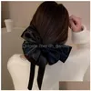 Fermagli per capelli Barrettes 2022 New Mori Parrucchiere Ragazza Nero Grande fiocco Lungo nastro Fermagli per capelli Per le donne Accessori moda Goccia Dhgarden Dh6E7